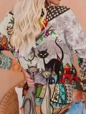 Ladies XXL Long sleeve Cat shirt 10.00